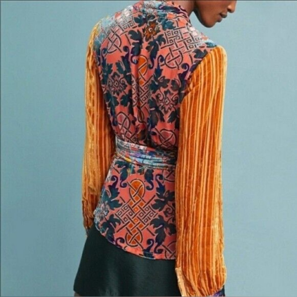Moulinette Soeurs Anthropologie Velvet Wrap Top Feminine Conversation Piece XXSP - Picture 2 of 14